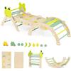 RELAX4LIFE Set da Arrampicata per Bambini, Triangolo di Arrampicata con Scivolo e Arco, Gioco di Incastri in Legno, Gioco Montessori per Bambini 1+ Anni (Rana con Rete-3 Pezzi | Verde)