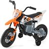 COSTWAY 12V Moto Elettrica per Bambini, Motorino Elettrico con Ruote di Allenamento Rimovibili, Sospensione a Molla, Musica e Connessione Wireless, Motocicletta Cavalcabile per 3-8 Anni (Arancio)
