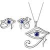Aurora Tears Set di collane con occhio egiziano di Horus, orecchini a perno, in argento Sterling 925, con ciondolo a forma di occhio malocchio, per uomini e donne, Cristallo