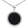 MATERIA by Matthias Wagner MATERIA, ciondolo rotondo in onice nero, argento 925, ciondolo da donna rodiato, con zirconi e catenina, incluso cofanetto per gioielli e Argento, colore: Con catena da 40 cm., cod. KA-456-Onyx