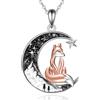 Wasee Collana da donna con ciondolo a forma di gatto/orso/pipistrello/ragno/zucca/lupo/sole e luna/tartaruga/corvo, in argento Sterling 925, collana con luna crescente per festa della mamma, Natale