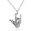 FashionJunkie4Life Sterling Silver i Love you Sign Language ASL ciondolo collana, catenina da 45,7 cm
