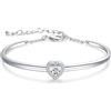 Praelinos Amore Cuore Bracciale Donna Placcato Oro Bianco Carati 5A Cubico Zirconi Gioielli Regali per Mamma Moglie Figlia Fidanzata Compleanno Anniversario Festa della Mamma