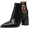 QUEEN HELENA Tronchetti con Tacco Stivaletti a Punta Donna K3228 (Nero, Sistema Taglie Calzature EU, Adulto, Donna, Numero, Media, 39)