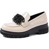 QUEEN HELENA Mocassini con Plateau Casual Eleganti Francesine Donna X29-58 (Beige, Sistema Taglie Calzature EU, Adulto, Donna, Numero, Media, 38)