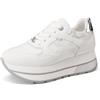 QUEEN HELENA Sneakers Platform Alte Scarpe da Ginnastica Casual Donna X32-32 (Bianco e Argento, Sistema Taglie Calzature EU, Adulto, Donna, Numero, Media, 39)