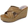QUEEN HELENA Sabot a Fascia Incrociata Sandali con Zeppa Alti Donna ZM9433 (Marrone, Sistema Taglie Calzature EU, Adulto, Donna, Numero, Media, 38)
