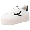 QUEEN HELENA Scarpe da Ginnastica Platform Sneakers Donna X33-16 (X33-8 Bianco Nero, Sistema Taglie Calzature EU, Adulto, Donna, Numero, Media, 39)