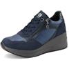 QUEEN HELENA Sneakers Alte con Zeppa Scarpe da Ginnastica con Zip Laterale Donna X33-29 Blu 41