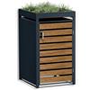 Metzler box pattumiere design antracite & effetto legno con tetto vegetale 1x240L, acciaio resistente alle intemperie