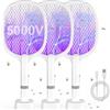 YOUBST Electric Fly Swatter Racchetta Zanzare Elettrica 5000V 1800mAh con USB Ricaricabile e LED 2 in 1 con Base Recargable, LED Trappola per Zanzare para Uso en Interiores y al Aire Libre (3 pezzi)