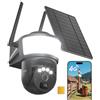HAOSTEQER 4G LTE Telecamera con SIM da Esterno Senza Fili, 360° Telecamera senza WiFi e Pannello Solare con Faretto, Rilevamento PIR, Visione Notturna a Colori 2K, Audio Bidirezionale, IP66