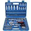 GeDi - Set Chiavi a Bussola 108 Pezzi con Cricchetto 1/4 e 1/2, Valigetta Portatile, Acciaio Cromo Vanadio Cr-V, Prolunghe, Inserti e Adattatori - Kit Attrezzi Meccanico per Auto e Casa