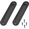 MiJunHD Maniglia per porta scorrevole da incasso, 2 pezzi, ovale nero opaco, 180 x 40 mm, in lega di alluminio massiccio, con fondo piatto, con viti, per porte scorrevoli, armadi, finestre