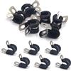BESTYCHAO 12 clip a P rivestite in gomma, 6 mm, fascette stringitubo in acciaio inox, clip a P per tubi, cavi, cavi, montaggio tubi, nero