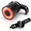 ROCKBROS Luce Posteriore Bici Intelligente, Fanale Posteriore con Sensore di Frenata, USB Ricaricabile, Impermeabile IPX6, Lega di Alluminio, 4 modalità Illuminazione per Sicurezza Notturna