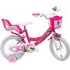 Mattel Bicicletta Bambina 14 Pollici Licensed Barbie, 3-5 Anni, Rotelle Removibili, Freni Caliper Anteriore/Posteriore, Telaio Acciaio, Ruote Gonfiabili, Trombetta e Portabambola