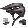 KINGBIKE Casco da ciclismo per mountain bike, casco da MTB, visiera regolabile, per uomo, donna, adulti, ragazzi (grigio scuro, oro, M)