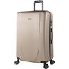 ITACA - Valigia 23Kg da stiva capiente Valigia rigida XL con ruote silenziose Trolley Grande Rigido leggero ideale per viaggi lunghi con Lucchetto a combinazione, Champagne