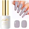 Imtiti Grigio Smalto Semi Permanente, 15 ml Grigio Nudo Smalto Gel UV Semi Permanente UV Led Soak Off Gel Nail Polish French Smalto Per Unghie Gel Semi Permanenti DIY Nail Art Kit