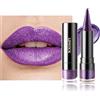 Lestpola Rossetto glitterato metallizzato, rossetto viola scuro lucido opaco a lunga tenuta, waterproof, rossetto alto pigmento senza trasferimento, 2 in 1 matita per labbro, trucco da donna-04