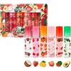 Domality Set di 6 lucidalabbra da arrotolare, aromi fruttati, lucidalabbra trasparente, per la cura delle labbra dei bambini, olio idratante per labbra, regalo per feste