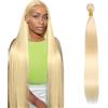 Shoaiye Human Hair Bundles Straight Capelli Veri Tessitura Unprocessed Remy Machine Weave Extensions Double Weft Color #613 Blonde 22 Inch