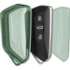 kwmobile Custodia Chiave Auto Compatibile con VW Golf 8 con 3 tasti Cover - Guscio Telecomando Macchina - TPU Morbido - Case Trasparente - verde / trasparente