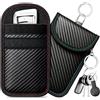 caslord 2 Borse Keyless Go Protection Chiave per Auto | Protettiva Keyless Go in Pelle | con 4 portachiavi | RFID Blocker Portachiavi | M 14 x 9 cm |Rosso+Blu
