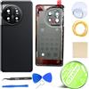 iStable Vetro Posteriore Scocca Compatibile con Oneplus 11 5G Back Cover Copri Imposta Nero