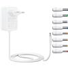 AmiCera Alimentatore universale da 12 V, 1 A, adattatore AC DC con 8 connettori DC, alimentatore da 12 V con cavo da 1,2 m, bianco, caricatore da 100 - 240 V, 50 - 60 Hz, per strisce LED, fotocamera