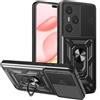 XCYYOO Cover Honor 400 PRO, Cover Honor 400 PRO Custodia Antiurto con Scorrevole Fotocamera Proteggi Supporto di Anello Rotante Bumper Case- Nero