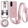 Belzsxy Magnetica Cover con Cordino per Samsung Galaxy S26/S27,[Compatibile con MagSafe], Cover in Silicone, Regolabile Cordino Case con Laccio per Il Collo Nylon Catena Collana Tracolla,Rosa