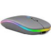 TechnyPop Mouse Wireless Bluetooth 5.4 Ricaricabile, Mouse Silenzioso con LED RGB, DPI Regolabili 800/1200/1600, Ultra Leggero 67g, Connessione USB, per PC Laptop Notebook (Grigio)