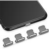 Weewooday 4 Pezzi Tappo Antipolvere per iPhone 14 13 12 11 PRO Max Mini SE XS XR X 8 7 6 Plus, iPad 9 8 7 6 Air Mini, Copertura Porta di Ricarica Protezione Polvere(Grigio)