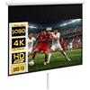 HOMCOM Telo Proiettore da 120 Pollici 4K HD Formato 16:9 con Fissaggio a Muro e Soffitto, Schermo Proiettore in Metallo, Grandangolo di 160 Gradi, per Casa, Home, Cinema, Esterno, Bianco