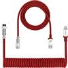 XINMENG Cavo Per Tastiera a Spirale Intrecciato, Cavo Aviator In Metallo a Doppia Manica USB-C Personalizzato Professionale Per Tastiera Da Gioco, Da Tipo C a USB-A per Tastiera Meccanica - Rosso