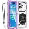 Ezanmull Custodia impermeabile 6,9 pollici, IPX8, custodia subacquea, per nuoto e snorkeling, universale, compatibile con iPhone 16/15/14/13Pro Max, Samsung S25/S24/S23 Ultra, Xiaomi, Google (viola chiaro)