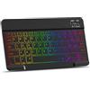 MMK Tastiera Bluetooth, Layout QWERTY, Tasti Silenzioso, Mini Tastiera Wireless Retroilluminata Ricaricabile per iPad 10a generazione/iPad Pro/Air/Mini/10.2/9.7, iPhone, Android, Windows, Nero