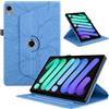 Oduio Custodia per iPad Mini 7 2024 (A17 Pro)/iPad Mini 6 2021 8.3 Pollici/iPad Mini 7th/6th Generation PU Flip Tablet Case con Supporto Girevole di 360° Protettiva Cover AntiGraffio Antiurto, Blu