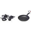 Moneta Etnea Batteria Professional Set da 8 Pezzi, 2 Padelle da 20 e 26 cm & 0008650132 Etnea Padella, Alluminio forgiato, Nero, 32 cm