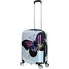 Valigeria.shop Valigia trolley uomo donna capiente leggero rigido in policarbonato con 4 ruote tasche valigie viaggio bagaglio a mano 55x40x22 cm da cabina piccolo S con disegni Fant: Farfalla S (55x40x22)