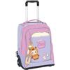 Maricart Zaino Trolley Scuola Elementare Milk Candy 34,5x21x45 cm - Trolley Duo con Ruote in Gomma e Manico Telescopico e Portachiavi Abbinato - Zainetto Bambina Anno 2026/2027