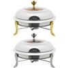 SOPERIT Chafing Dish Buffet - Set professionale rotondo scaldavivande in acciaio inox, per ristoranti, buffet, scuole (argento)