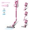 Stanew Aspirapolvere Senza Fili Potente 320W/40 Min/33000Pa, Rosa Scopa Elettrica Senza Fili, Pieghevole a 180°, Filtrazione HEPA, LED, per Peli di Animali, Tappeti, Auto, Pavimenti Dure, Divani
