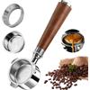 Rehomy Portafiltro senza fondo 51 mm per DeLonghi EC680 EC685 EC885 EC890, 3 orecchie, filtro per espresso, 51 mm, con manico in legno di noce e imbuto dosatore magnetico, accessori per Delonghi Dedica
