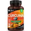 NEW LEAF PRODUCTS Curcuma Capsule 5-in-1 Complex - 5000 mg Alta Concentrazione con Magnesio e Solfato di Glucosamina - Zenzero, Curcuma e Pepe Nero - Estratto al 95% di Curcumina, Integratore Vegano | New Leaf