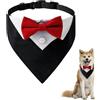Funmo Bandana Formale per Cani, Smoking con Papillon e Collare per Matrimoni, Compleanni, Elegante Accessorio per Cani e Gatti (Nero, M)