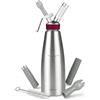 GOBEL - Siphon für die professionelle Küche aus Edelstahl - Siphon für Schlagsahne mit Edelstahlbehälter und -kopf - 1L - Professionelle Qualität (entspricht NF D21-901)