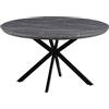 Brigros - Tavolo Rotondo Da Pranzo In Legno O Effetto Marmo Da 120 Cm O 140 Cm, Tavolo Da Pranzo Moderno Per Cucina o Sala Da Pranzo Con Gambe In Metallo Nero Opaco (Grigio scuro, 140 cm)